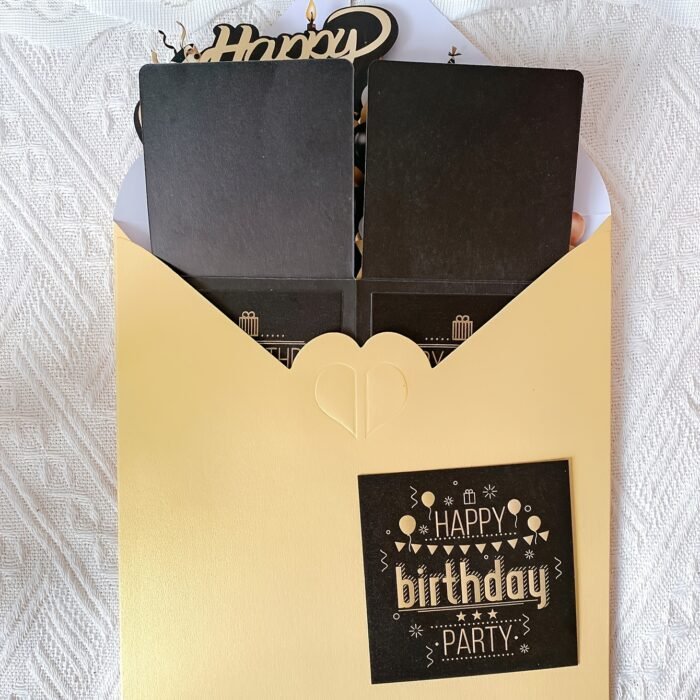 Festive 3D Pop-up Birthday Card Set - Black and Golden, 2 Cards, 1 Envelope, Perfect for Him or Her - Image 5