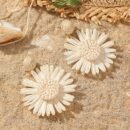 Boho Chic Raffia Earrings - Handwoven Daisy Design, Versatile for Women, Daily & Party Wear, 1 Pair