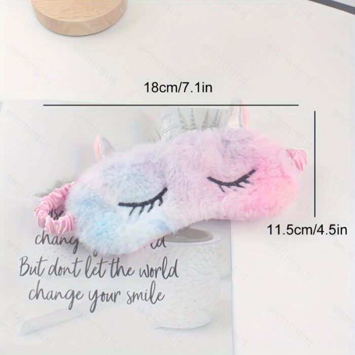 Unicorn Sleep Mask: Soft Fuzzy Eye Cover with Cute Horns - Perfect for a Restful Night'S Sleep - Image 3