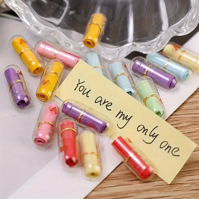 50pcs, Love Letter Capsules, Mini Message Pills With Wishes, Glass And Paper Material, Romantic Gift For Lovers, Christmas Present, Long Distance Relationship Surprise, Birthday Confession, 0.94 X 0.31 Inches