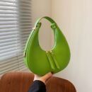 Women Luxury Half Moon Adjustable Strap Hobo Bag Fashion Design Solid Color Crescent-shaped PU Leather Shoulder Bags