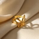 Elegant 18K Golden Plated Butterfly Ring - Minimalist Stainless Steel Design for Women, Perfect Gift for Birthdays & Special Occasions, Everyday Jewelry|Butterfly Motif|Durable Jewelry