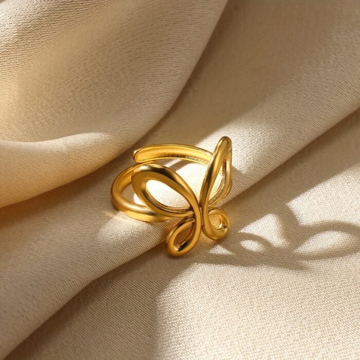 Elegant 18K Golden Plated Butterfly Ring - Minimalist Stainless Steel Design for Women, Perfect Gift for Birthdays & Special Occasions, Everyday Jewelry|Butterfly Motif|Durable Jewelry - Image 2