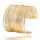 4pcs Set of Chic Geometric Hollow Cuff Bracelet for Women - Vintage Sexy Style, Perfect for Parties and Festivals, Exaggerated Metal Bracelet