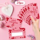 24pcs TLENPO Pink Love Coupons Scratch Cards, DIY Surprise Raffle Cards for Wedding, Engagement, Valentine'S Day, Christmas, Birthday Gifts, Party Game Prizes