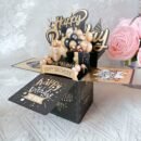 Festive 3D Pop-up Birthday Card Set - Black and Golden, 2 Cards, 1 Envelope, Perfect for Him or Her
