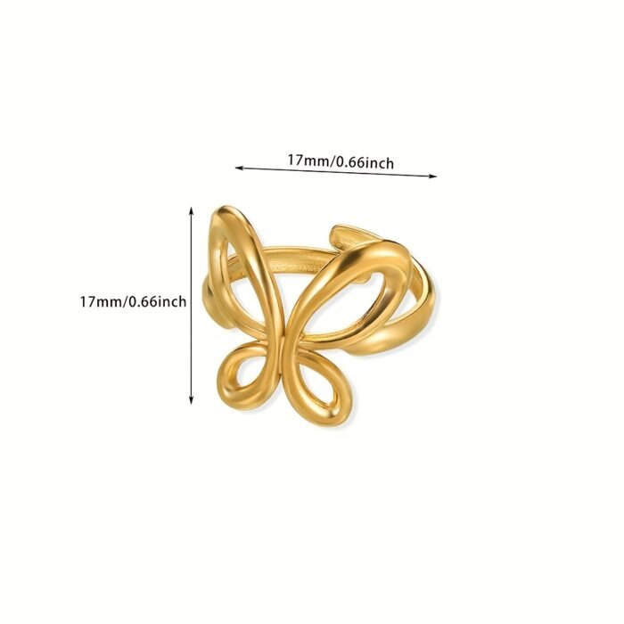 Elegant 18K Golden Plated Butterfly Ring - Minimalist Stainless Steel Design for Women, Perfect Gift for Birthdays & Special Occasions, Everyday Jewelry|Butterfly Motif|Durable Jewelry - Image 5