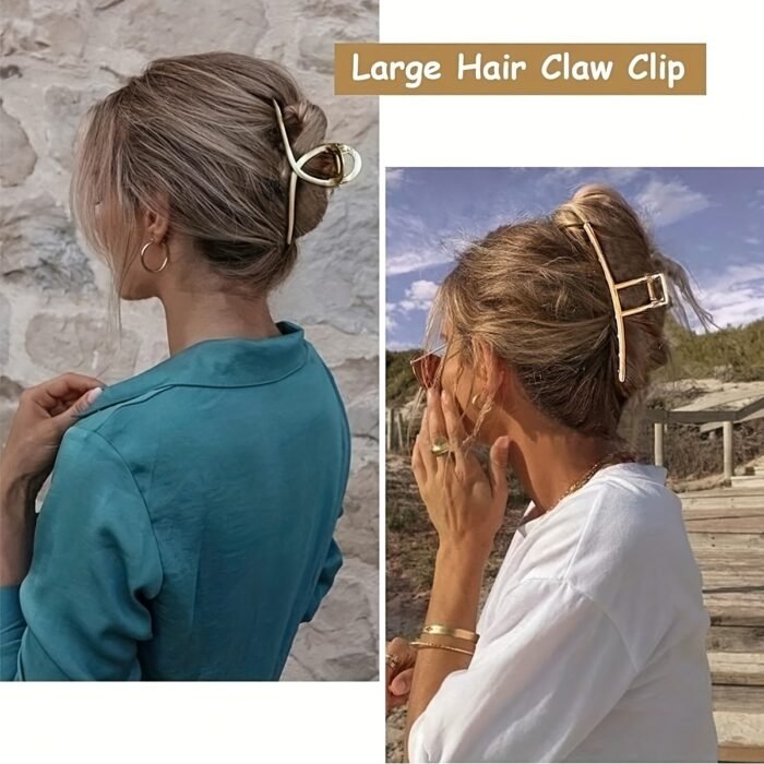 4pcs Large Metal Hair Claw Clips for Thick Hair - Non-Slip Strong Hold Rectangular Hair Clips with Secure Grip, Elegant Bohemian Hair Accessories for Women & s, Casual & Formal Events (Solid Color), Hair Clips for Styling, Polished Golden Finish, Luxurious Feel, Durable Construction - Image 7