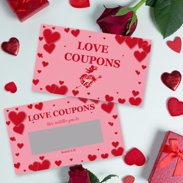 24pcs TLENPO Pink Love Coupons Scratch Cards, DIY Surprise Raffle Cards for Wedding, Engagement, Valentine'S Day, Christmas, Birthday Gifts, Party Game Prizes - Image 2
