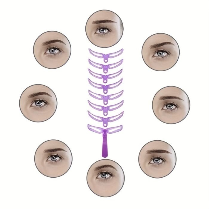 Low Allergenic 8-Piece Eyebrow Stencil Set - Silicone Brushes, ABS Plastic Handles - Perfect for All Skin Types - Image 5