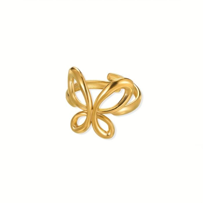 Elegant 18K Golden Plated Butterfly Ring - Minimalist Stainless Steel Design for Women, Perfect Gift for Birthdays & Special Occasions, Everyday Jewelry|Butterfly Motif|Durable Jewelry - Image 7