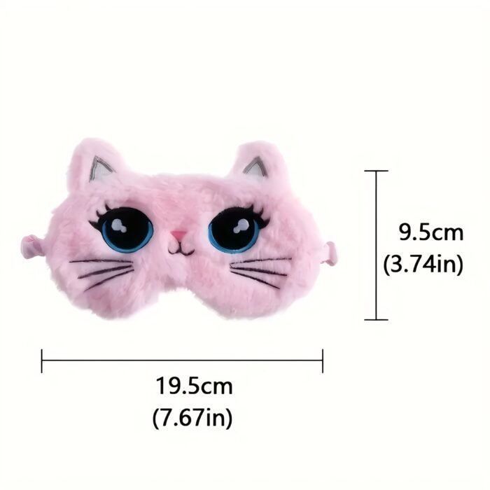1pc Embroidered Cute Cat Eye Mask Cartoon Big Eyes 3D Cat Pattern Animal Plush Sleep Mask Soft and Comfortable, Suitable for Napping Travel Rest Sleeping Eye Cover, Essential for Travel - Image 7