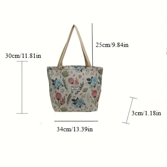 [Stylish Tote Bag] Stylish Large Capacity Women's Floral Print Tote Bag | Synthetic Fabric with Zipper Closure, Spacious Casual Shoulder Bag for Work, Commute & Shopping, Sturdy Handle Design - Image 5