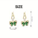 French Vintage Green Butterfly Earrings with Sparkling Glass Artificial Crystals - Golden-Tone Unplated Metal Jewelry for Women, Saint Patrick’s Day Accessories & Elegant Gift, French Pendant Earrings, Festive Accessories, Luxurious Fashion Accessory, Intricate Craftsmanship