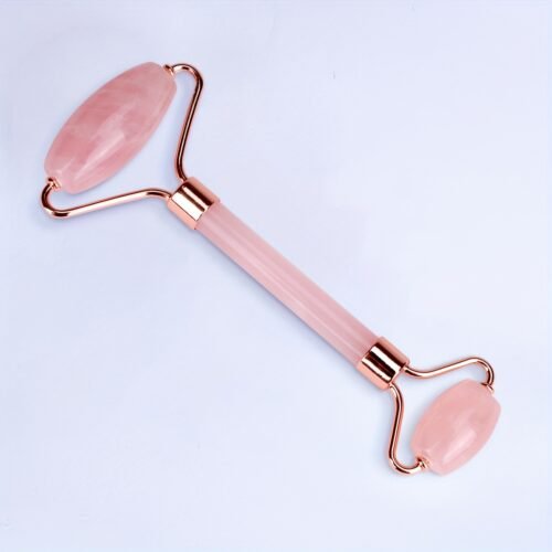 1pc Pink Rose Quartz Face Roller Face Roller Facial Beauty Device Pink Crystal Double Head Roller Face Eye Massager Hand Push Face Eye Scraping Massage Stick