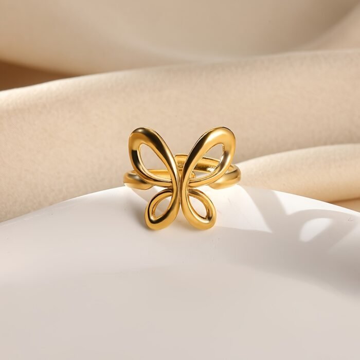 Elegant 18K Golden Plated Butterfly Ring - Minimalist Stainless Steel Design for Women, Perfect Gift for Birthdays & Special Occasions, Everyday Jewelry|Butterfly Motif|Durable Jewelry - Image 6