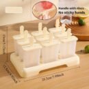 9-Cavity Reusable BPA-Free Popsicle Mold - Easy Release Non-Stick Ice Cream Maker for Homemade Frozen Treats, 9 Uniform Popsicles with Ergonomic Handles, Perfect for Family Desserts & Summer Snacks, Silicone Popsicle Mold, Kitchen Essentials, Family Dessert Maker, Polypropylene Construction