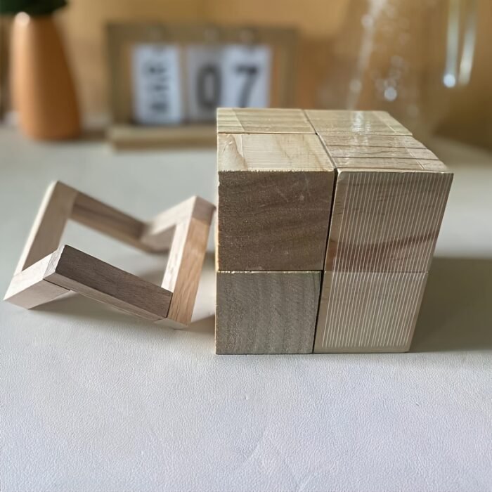 Magic Cube Photo Frame - DIY Creative Handmade Wooden Keepsake, Unique Foldable Collage Movie Theme Square Shape, Innovative Crafted Material for Parental Celebration Gift, Landscape Layout, Desktop Setup, Durable - Image 4
