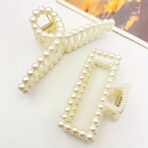 2pcs Elegant White Pearl Hair Clips - Vintage Style, Hollow Design, Perfect for Weddings, Parties, and Everyday Wear, Party Hair Accessories | Vintage Hair Clip | Detailed Craftsmanship, Hair Clip