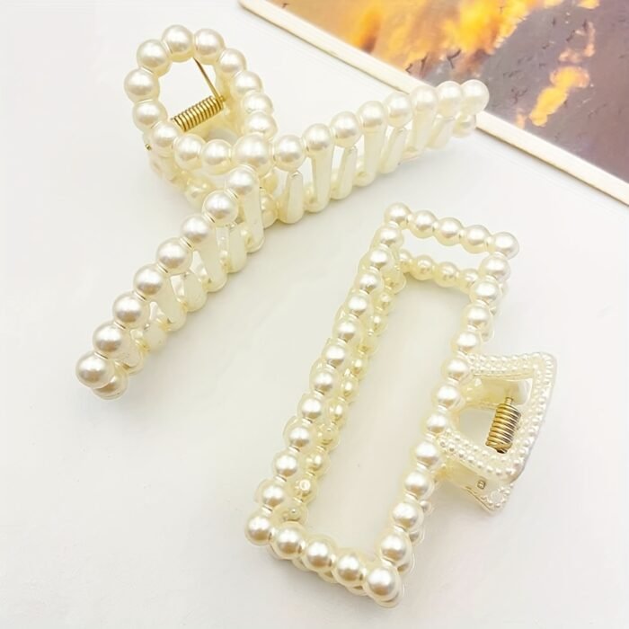 2pcs Elegant White Pearl Hair Clips - Vintage Style, Hollow Design, Perfect for Weddings, Parties, and Everyday Wear, Party Hair Accessories | Vintage Hair Clip | Detailed Craftsmanship, Hair Clip