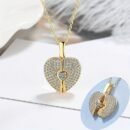 Elegant Openable Heart Necklace for Women - Sparkling -Accented White Golden Plated Jewelry with Adjustable Chain, Versatile for Daily Wear & Vacations, Year-Round Luxury Accessory, Vacation Accessories, Sophisticated Design, Fine Craftsmanship, Fashion Lovers