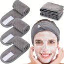 3-Pack Soft Spa Facial Headbands - Adjustable Makeup Hair Bands for Women Skin Care, Yoga, Sports - Magic Tape Sweat-Absorbent Ant Cloth Head Wraps - Unscented, No Electricity or Batteries Needed