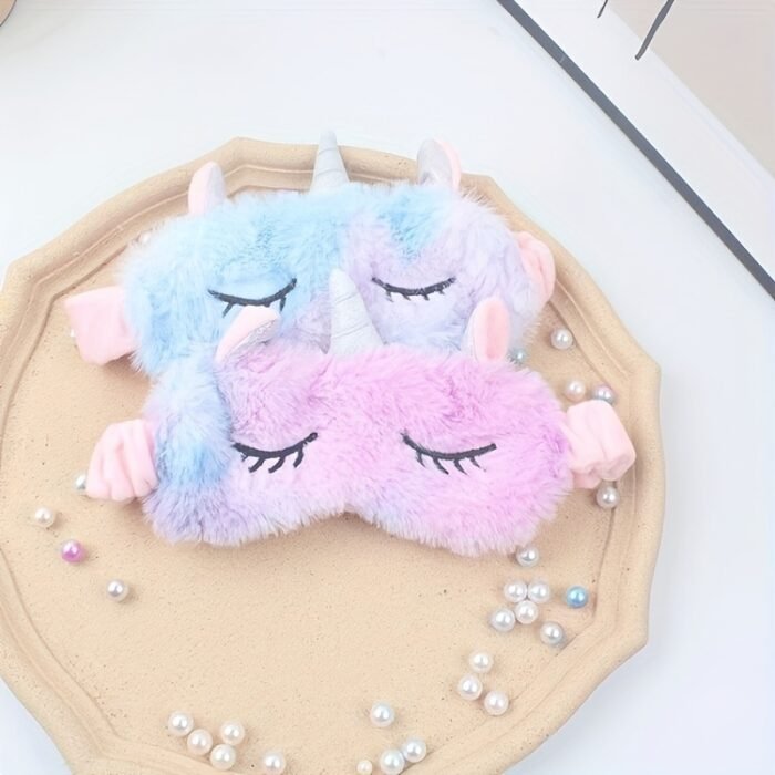 Unicorn Sleep Mask: Soft Fuzzy Eye Cover with Cute Horns - Perfect for a Restful Night'S Sleep - Image 4