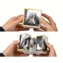 Magic Cube Photo Frame - DIY Creative Handmade Wooden Keepsake, Unique Foldable Collage Movie Theme Square Shape, Innovative Crafted Material for Parental Celebration Gift, Landscape Layout, Desktop Setup, Durable