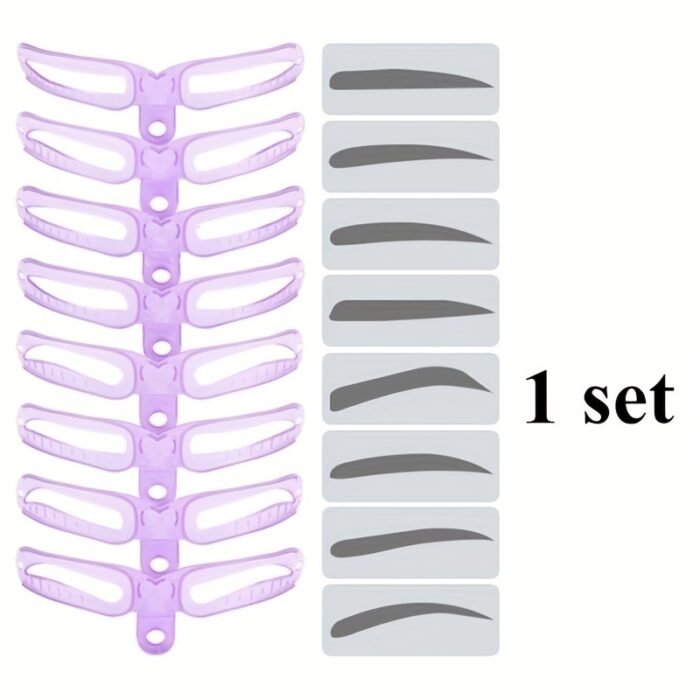 Low Allergenic 8-Piece Eyebrow Stencil Set - Silicone Brushes, ABS Plastic Handles - Perfect for All Skin Types - Image 3