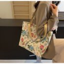 [Stylish Tote Bag] Stylish Large Capacity Women's Floral Print Tote Bag | Synthetic Fabric with Zipper Closure, Spacious Casual Shoulder Bag for Work, Commute & Shopping, Sturdy Handle Design