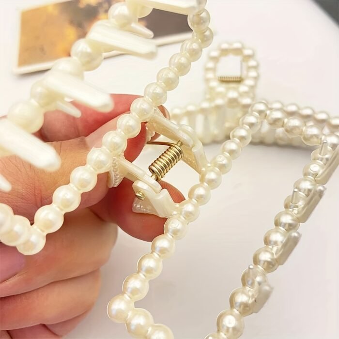 2pcs Elegant White Pearl Hair Clips - Vintage Style, Hollow Design, Perfect for Weddings, Parties, and Everyday Wear, Party Hair Accessories | Vintage Hair Clip | Detailed Craftsmanship, Hair Clip - Image 4