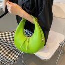 Women Luxury Half Moon Adjustable Strap Hobo Bag Fashion Design Solid Color Crescent-shaped PU Leather Shoulder Bags