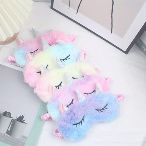 Unicorn Sleep Mask: Soft Fuzzy Eye Cover with Cute Horns - Perfect for a Restful Night'S Sleep