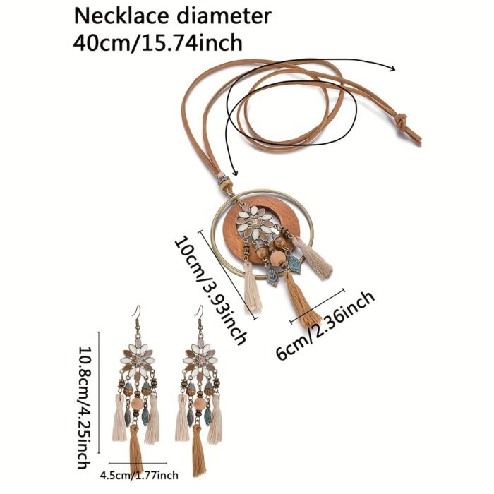 3pcs Boho Vacation Women'S Fashion Jewelry Set, Cute, Glass Mosaic Zinc Alloy Copper Plated, with Earrings + Necklace - Image 4