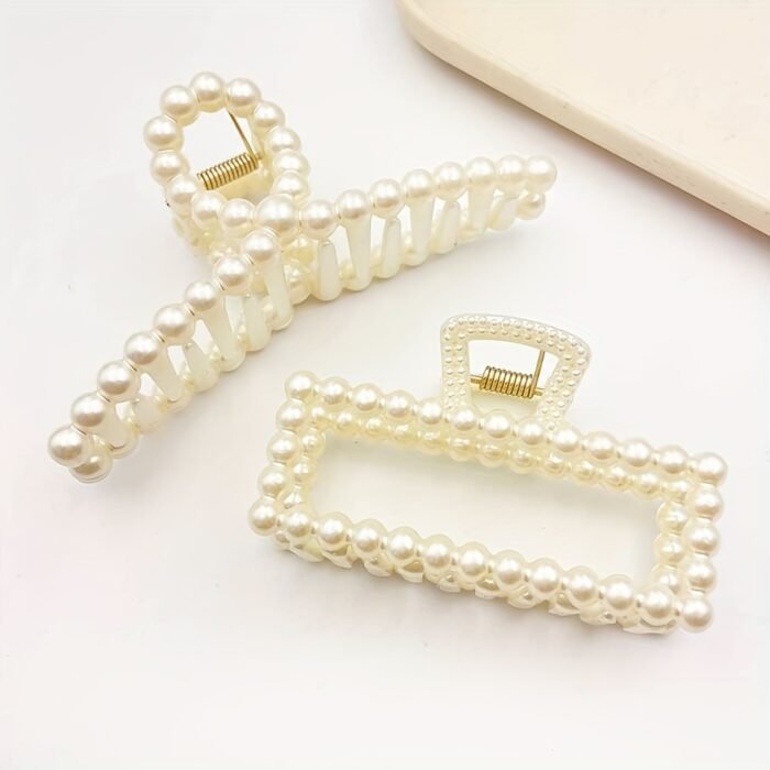 2pcs Elegant White Pearl Hair Clips - Vintage Style, Hollow Design, Perfect for Weddings, Parties, and Everyday Wear, Party Hair Accessories | Vintage Hair Clip | Detailed Craftsmanship, Hair Clip - Image 3