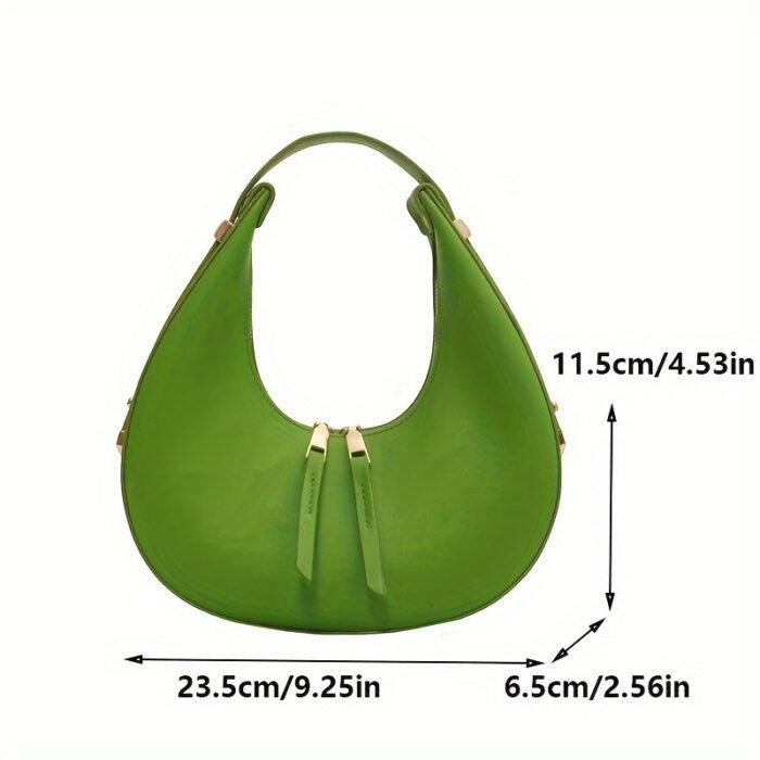 Women Luxury Half Moon Adjustable Strap Hobo Bag Fashion Design Solid Color Crescent-shaped PU Leather Shoulder Bags - Image 4