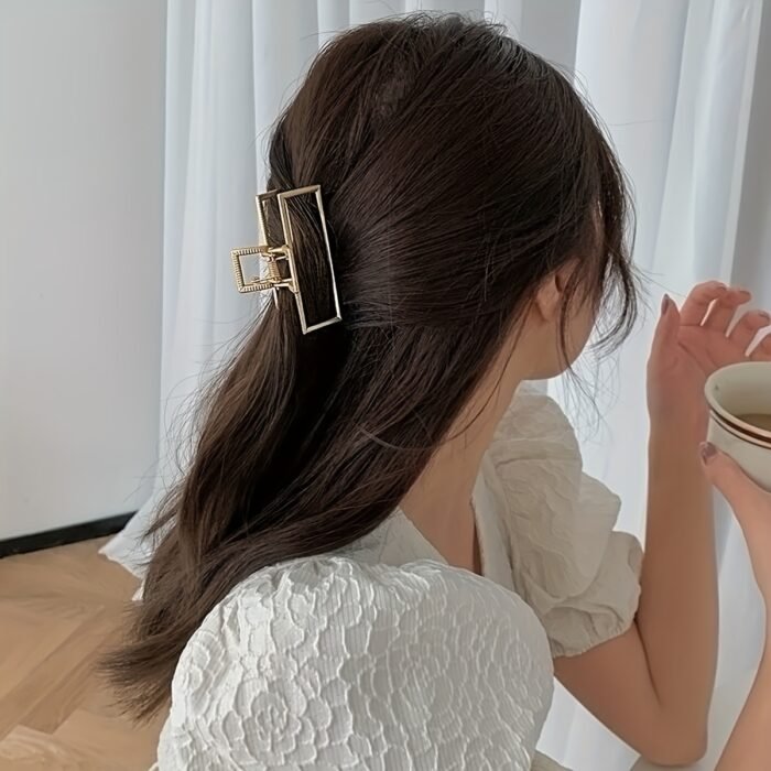 4pcs Large Metal Hair Claw Clips for Thick Hair - Non-Slip Strong Hold Rectangular Hair Clips with Secure Grip, Elegant Bohemian Hair Accessories for Women & s, Casual & Formal Events (Solid Color), Hair Clips for Styling, Polished Golden Finish, Luxurious Feel, Durable Construction - Image 2