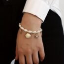 Bohemian Style Faux Pearl Beaded Bracelet, Seastar Seashell Charm Pendant Link Chain Bracelets Summer Beach Hand Jewelry For Women