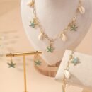 Starfish Shell Necklace, Starfish Shell Bracelet, and Pair of Starfish Shell Earrings Oceanic Vacation Style Jewelry Set