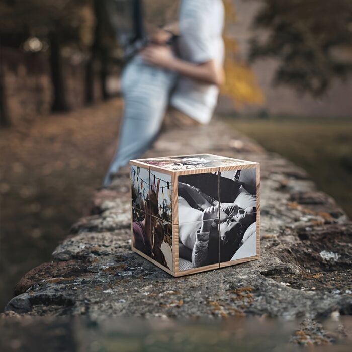 Magic Cube Photo Frame - DIY Creative Handmade Wooden Keepsake, Unique Foldable Collage Movie Theme Square Shape, Innovative Crafted Material for Parental Celebration Gift, Landscape Layout, Desktop Setup, Durable - Image 5