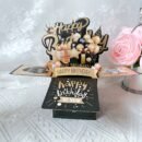 Festive 3D Pop-up Birthday Card Set - Black and Golden, 2 Cards, 1 Envelope, Perfect for Him or Her