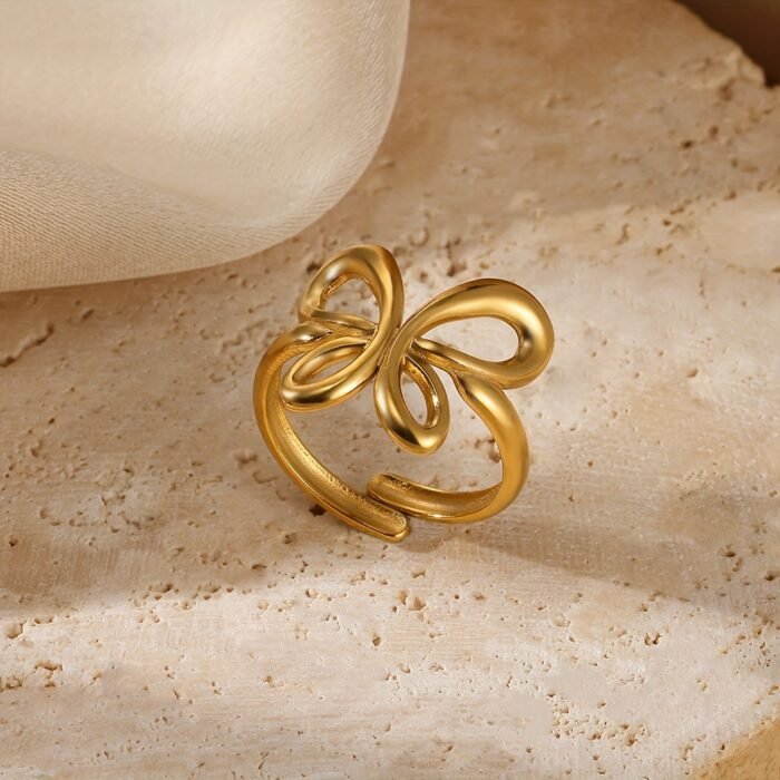 Elegant 18K Golden Plated Butterfly Ring - Minimalist Stainless Steel Design for Women, Perfect Gift for Birthdays & Special Occasions, Everyday Jewelry|Butterfly Motif|Durable Jewelry - Image 4