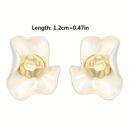 Vintage Matte White Petal Stud Earrings - Unique, Lightweight Alloy Fashion Accessories with Golden Centers, Retro Chic Design for Everyday Wear, Quirky Earrings