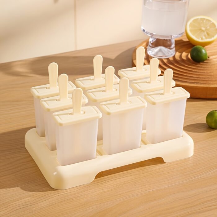 9-Cavity Reusable BPA-Free Popsicle Mold - Easy Release Non-Stick Ice Cream Maker for Homemade Frozen Treats, 9 Uniform Popsicles with Ergonomic Handles, Perfect for Family Desserts & Summer Snacks, Silicone Popsicle Mold, Kitchen Essentials, Family Dessert Maker, Polypropylene Construction - Image 7