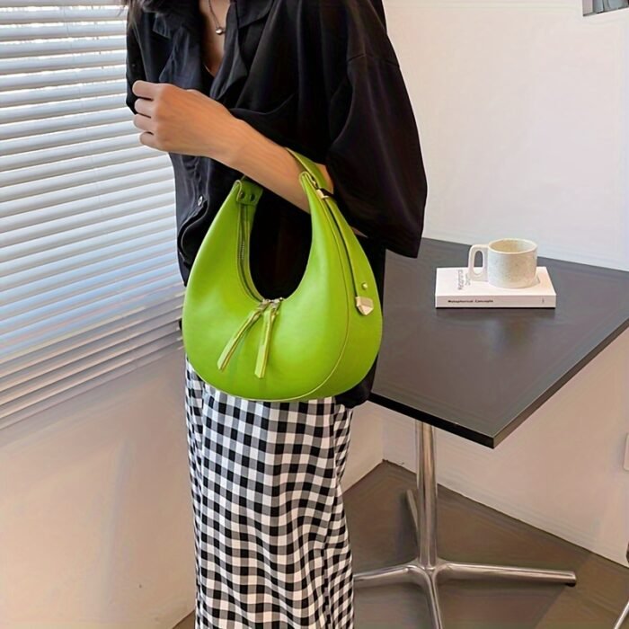 Women Luxury Half Moon Adjustable Strap Hobo Bag Fashion Design Solid Color Crescent-shaped PU Leather Shoulder Bags - Image 8