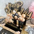 Festive 3D Pop-up Birthday Card Set - Black and Golden, 2 Cards, 1 Envelope, Perfect for Him or Her