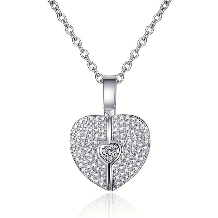 Elegant Openable Heart Necklace for Women - Sparkling -Accented White Golden Plated Jewelry with Adjustable Chain, Versatile for Daily Wear & Vacations, Year-Round Luxury Accessory, Vacation Accessories, Sophisticated Design, Fine Craftsmanship, Fashion Lovers - Image 9