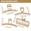 4pcs Large Metal Hair Claw Clips for Thick Hair - Non-Slip Strong Hold Rectangular Hair Clips with Secure Grip, Elegant Bohemian Hair Accessories for Women & s, Casual & Formal Events (Solid Color), Hair Clips for Styling, Polished Golden Finish, Luxurious Feel, Durable Construction