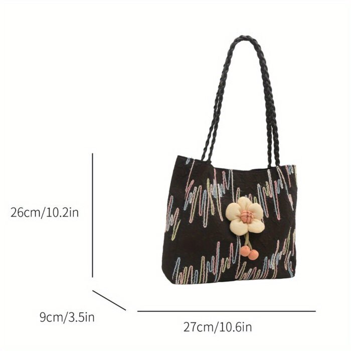 Nylon Fabric Beach Tote Bags, Preppy Casual Cute Foldable Lightweight Long Wearing Black, with Double Handles, Polyester Nylon Lining, Wet Wipe Dry Cloth Clean, Uncharged Snap Closure, for Women, College Vacation Daily Commute - Image 4