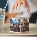 Magic Cube Photo Frame - DIY Creative Handmade Wooden Keepsake, Unique Foldable Collage Movie Theme Square Shape, Innovative Crafted Material for Parental Celebration Gift, Landscape Layout, Desktop Setup, Durable